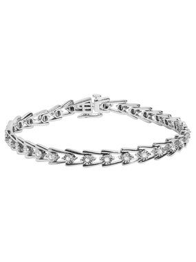 Sterling Silver 0.5 cttw Diamond Wave Link Bracelet